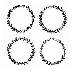 Set of round frames with flowers, set of round frames