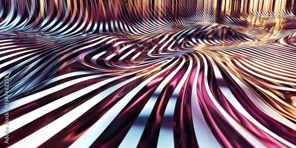 Aufkleber 3d abstract multicolor visualization. multicolored wavy lines.