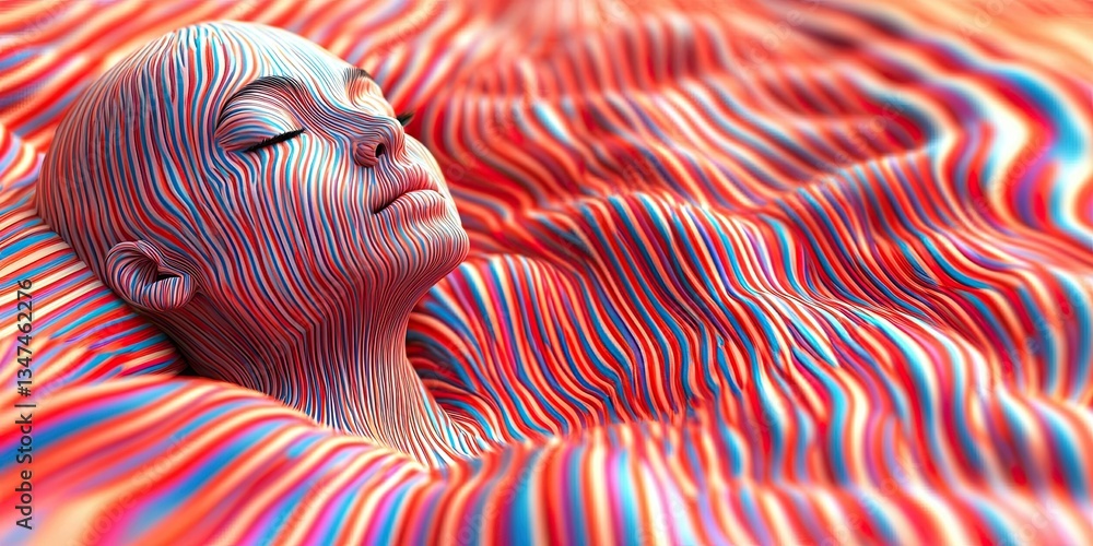 Aufkleber 3d abstract multicolor visualization. multicolored wavy lines.