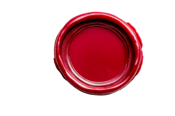 Round red wax seal for vintage letter or certificate, cut out transparent