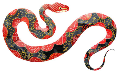 Obraz premium PNG Red snake design colors illustration.