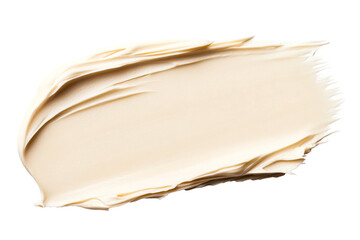 Beige cream smudge on black background, cosmetic sample, cut out transparent