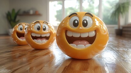 Cheerful Yellow Emoticon Sculptures