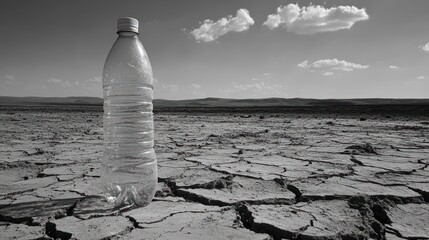 Plastic Bottle in a Dry Desert
