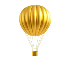 Gold hot air balloon isolated on white background. Minimal design art. 3d illustration. Generative AI