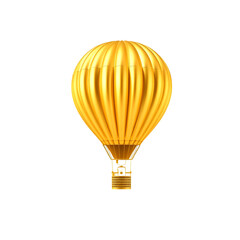 Obraz premium Gold hot air balloon isolated on white background. Minimal design art. 3d illustration. Generative AI