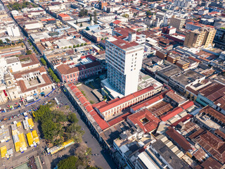 Obraz premium Aerial shot of downtown Guatemala City. Mixed architecture makes up the city of Guatemala.