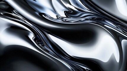 Ultra-Glossy Liquid Metal Gradient with Dark Gunmetal Swirls - Abstract Metallic Texture Background