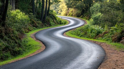 Fototapeta premium Winding Road Through Green Forest