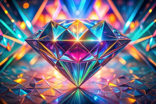 Gleaming vibrant diamond with glowing diamond texture reflections