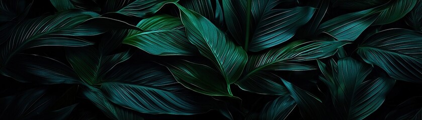 Obraz premium Dark green leaves texture from forest, for wallpaper, and pattern usage