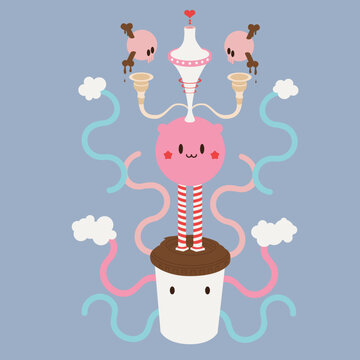 Colorful Ice Cream Tower Illustration