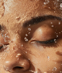 Portrait of a young beautiful woman with water splashes	