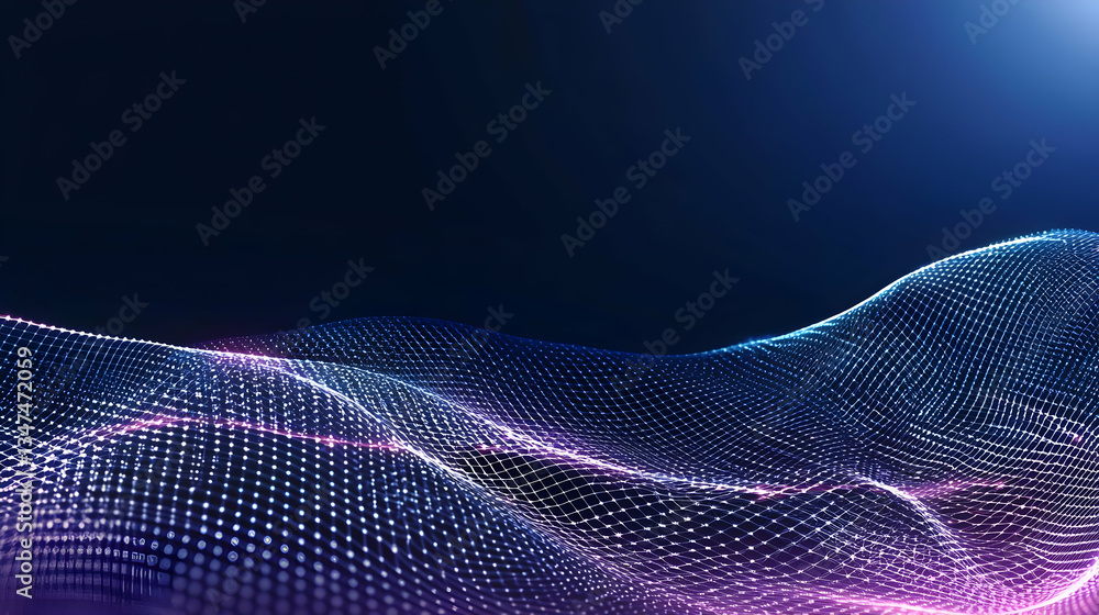 Poster abstract digital wave design with glowing dots and colors