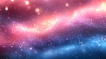 Soft pastel gradient background with a shimmering magical atmosphere, featuring iridescent hues of pink, blue and purple with tiny sparkling stars