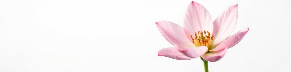Delicate flower with intricate details isolated on white background, blossom, single, closeup