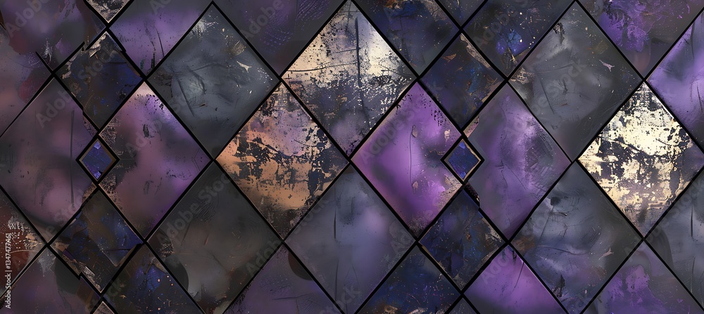 Aufkleber elegant backdrop with diamond shapes and metallic finish in amethyst and pewter – empty template for