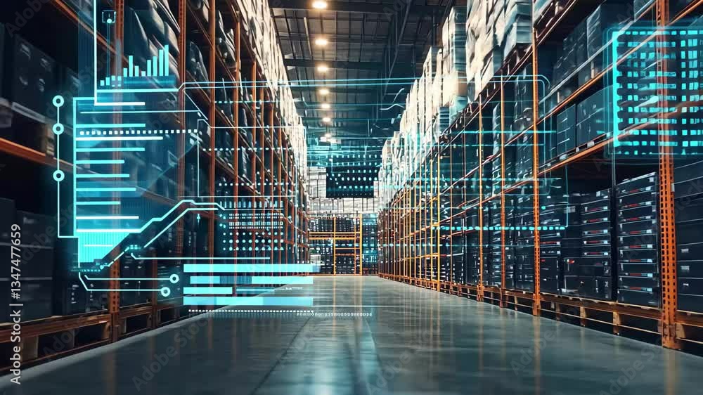 Poster financial data processing and technology integration in modern warehouse environments, financial dat