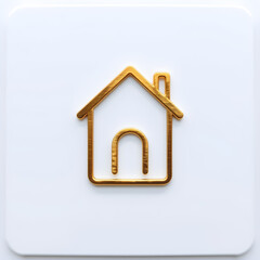 Gold metal home icon on white background Generative AI
