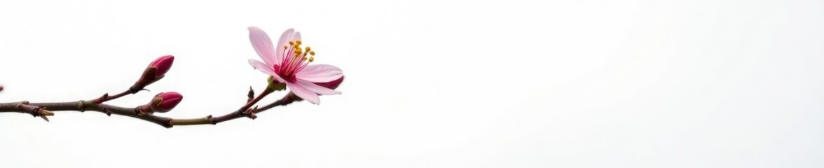 Fototapeta premium single branch on white background with small buds, nature, flower