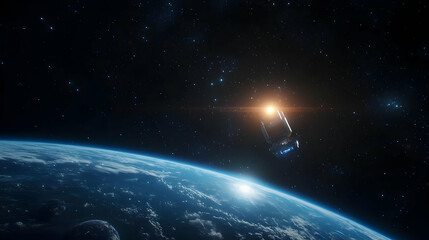 Obraz premium Earth From Space With Glowing Sun