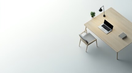 Fototapeta premium Minimalist Workspace Top-Down View