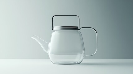 Obraz premium Modern glass tea kettle on a white surface