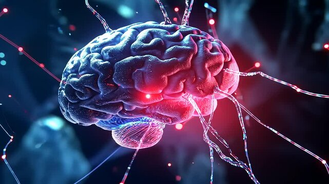 Vibrant digital illustration of a human brain interconnected with glowing neural pathways