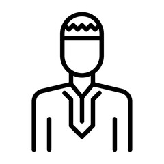 muslim avatar front view outline icon.