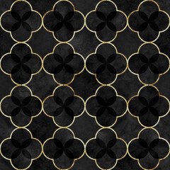 Watercolor gothic style clover leaf seamless pattern