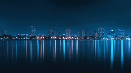 Cityscape panorama of Pattaya city at night in Chonburi, Thailand
