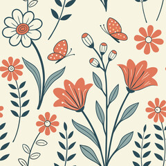 Groovy Floral Fantasy – Naive Hippie Vector Pattern