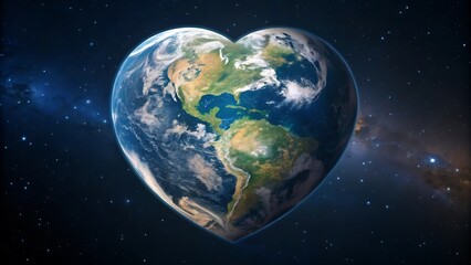 Obraz premium Beautiful Earth in a Heart Shape Symbolizing Love for Our Planet and Environmental Awareness
