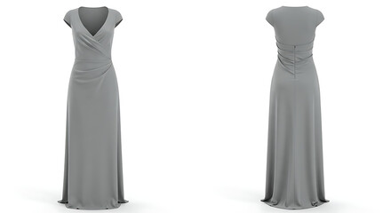 A Gray Girl’s dress mockup, Photographs on both sides, white background. 