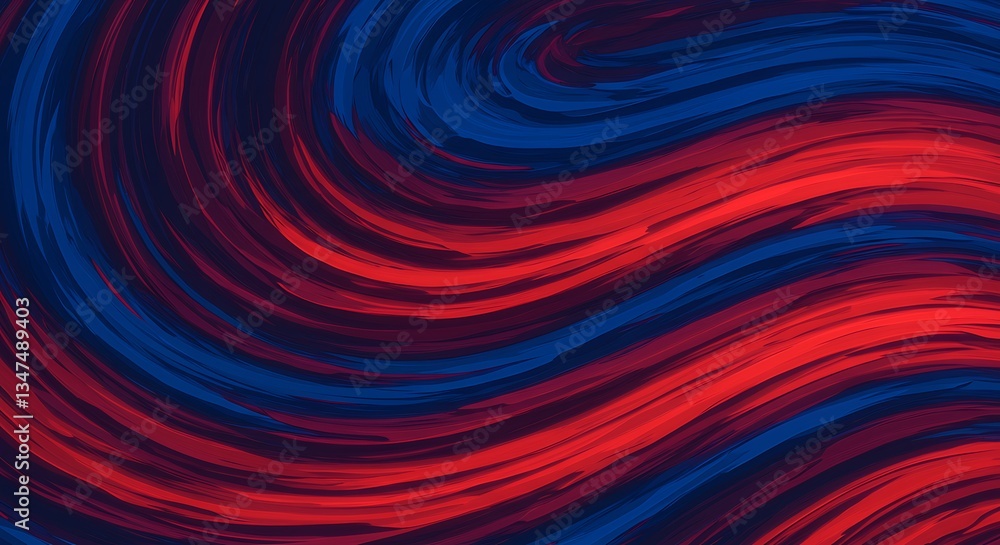 Poster vibrant red and blue swirl abstract flowing lines dynamic background texture digital art
