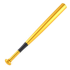 Naklejka premium Gold professional softball or baseball bat isolated on white background. 3d rendering of sport accessories for team playing games Generative AI
