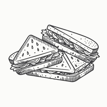 recommend clip art: Hand drawn sketch sandwiches set. Sandwich outline drawing Hand Drawn Sketch Vector illustration