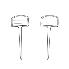 Plant marker tags, A hand-drawn vector illustration, essential for labeling garden plants and seedlings. Great for gardening projects and botanical designs, seasonal decor, agriculture products.