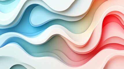 Fototapeta premium An abstract background featuring vibrant, candy-shaped waves in shades of blue, white, and red, creating a dynamic and fluid design