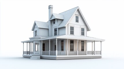Classic Two Story House 3D Rendering