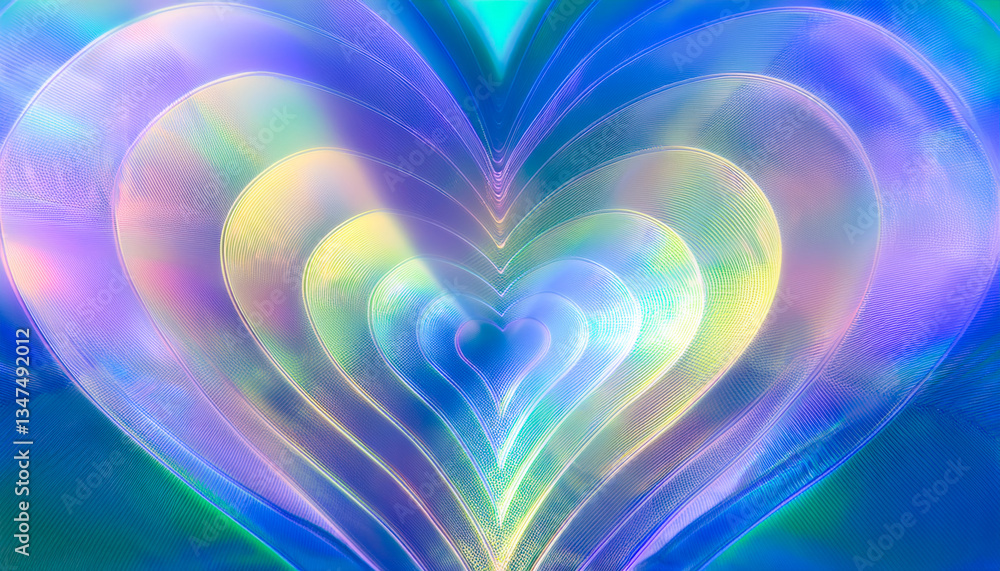 Poster Colorful abstract hearts swirl in vibrant patterns creating a mesmerizing visual effect