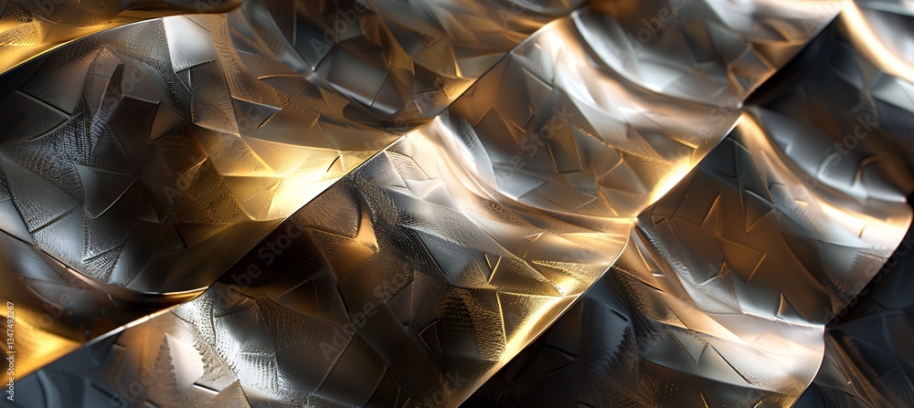 Poster diamond-shaped background with metallic sheen in platinum and bronze – empty template for web banner