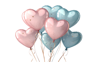 Vibrant Heart Balloon Cluster – Pink & Blue Transparent PNG Clipart