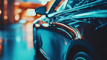 Closeup of a car with vibrant reflections