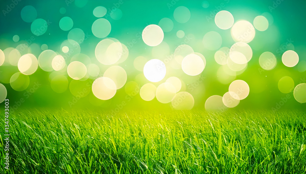 Poster bright sunlight filters through lush green grass creating a serene natural atmosphere in the afterno