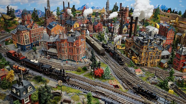 Detailed model train layout of a historic city