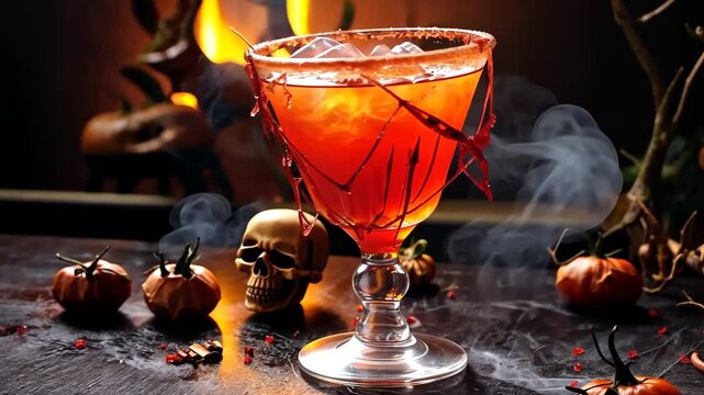 Halloween drink for party, selective focus