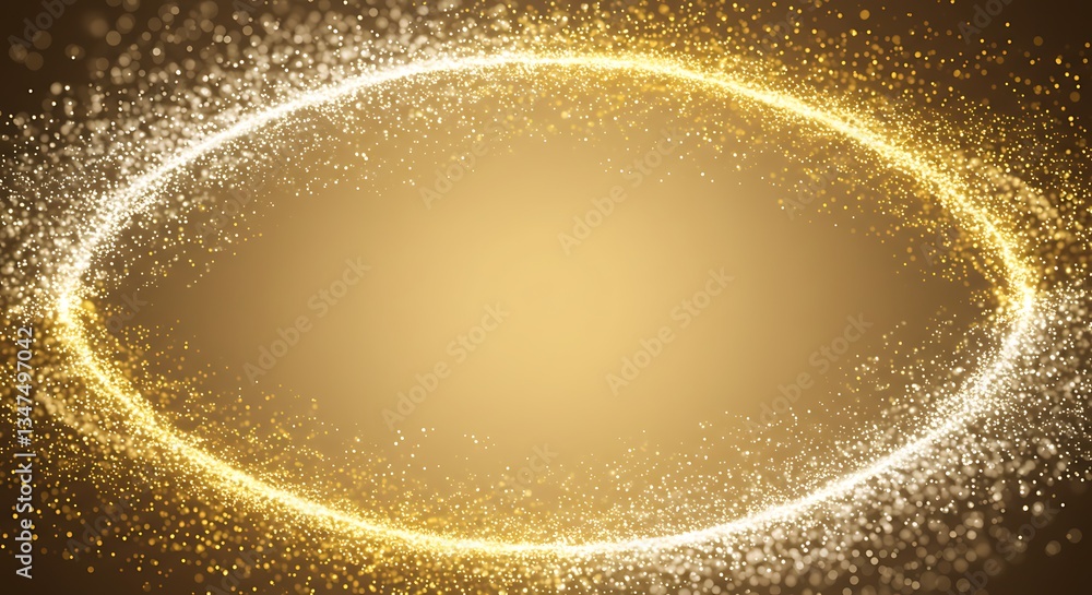 Aufkleber golden ring of sparkling particles festive background elegant bokeh effect high resolution