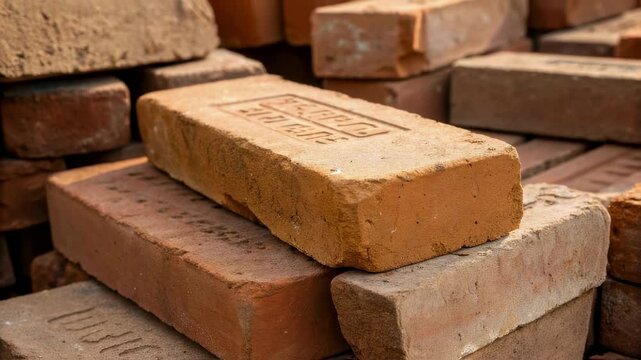 Red clay bricks neatly stacked, revealing traditional craftsmanship and essential building material used in residential and commercial construction processes