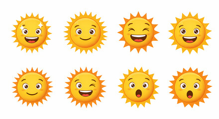 Cartoon Suns with Various Expressions